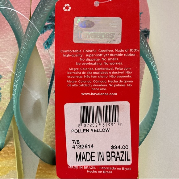 Havaianas Women’s Size 7 Pollen Yellow Flip Flops - Picture 6 of 6